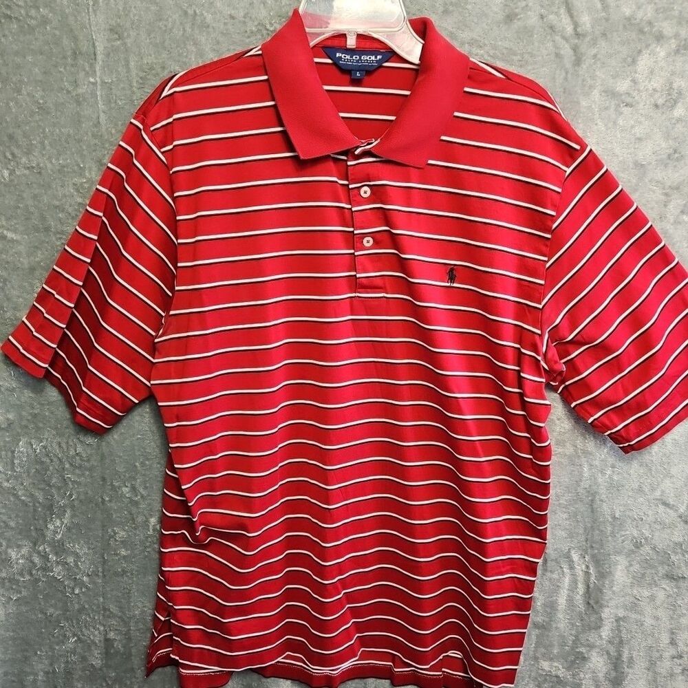 Polo Golf Ralph Lauren Men's Lg Red Black Pima Cotton Shirt polo style